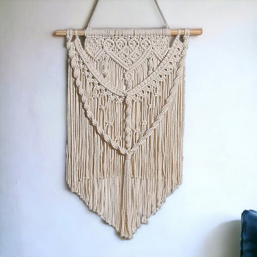 Handcrafted Macrame Wall Hanging - Bohemian Home Decor, Textured Cotton Art, Tassel Design, Elegant Wall Accent for Living Space